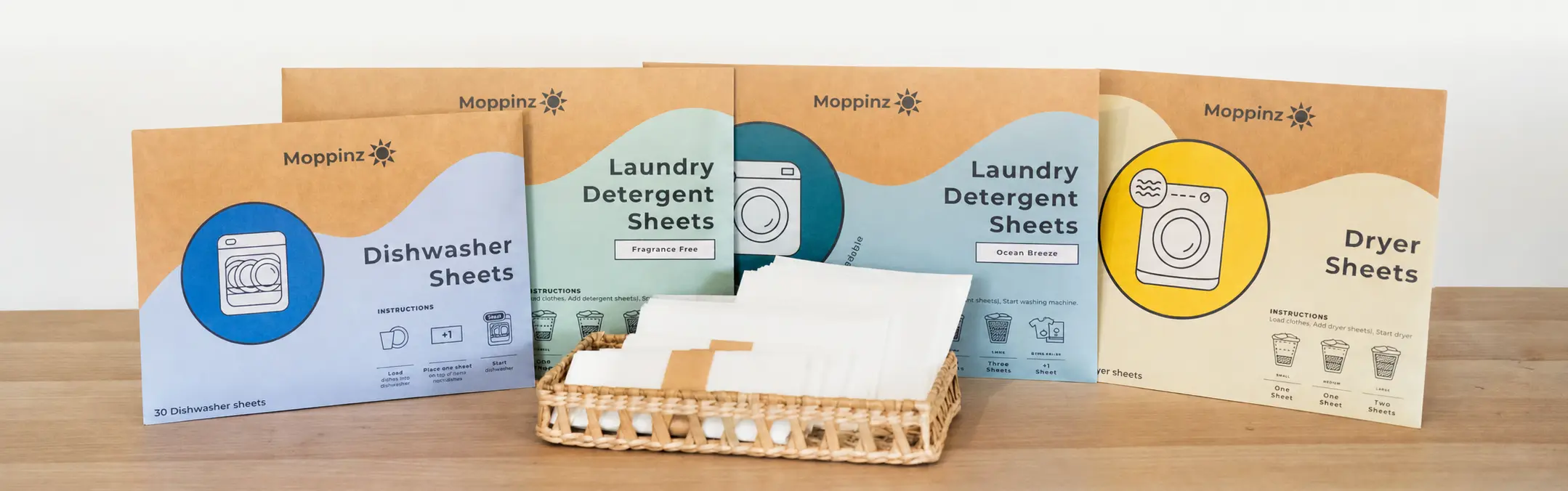 Moppinz Laundry Sheets — eco-friendly laundry detergent sheets